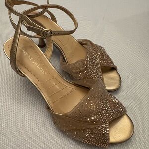 Adrienne Vittadini Bronze Embellished Heels